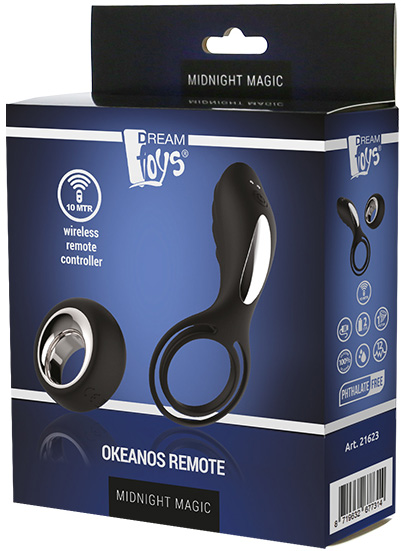 Inel Okeanos Midnight Magic, Remote Control, 12 Moduri VIbratii, Silicon, USB, Negru