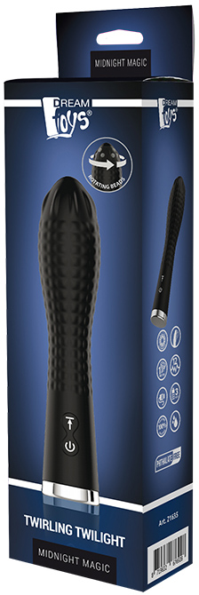 Vibrator Twirling Twilight Midnight Magic, 12 Moduri Vibratii, Silicon, USB, Negru, 19.2 cm