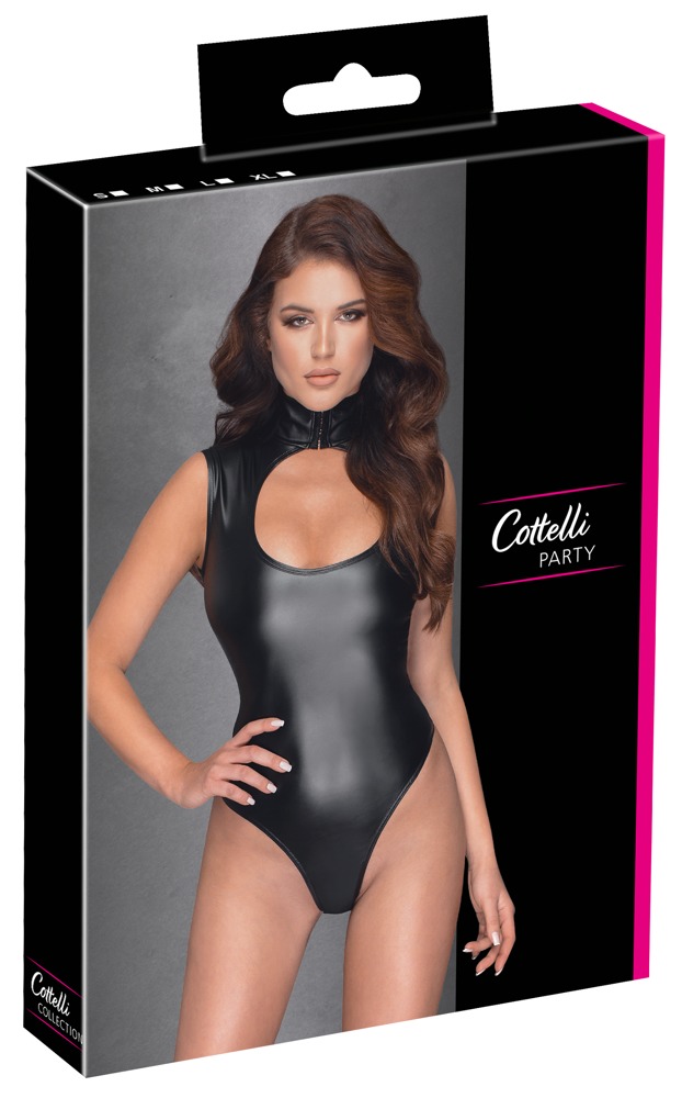 Body cu Decupaj, Wetlook, Negru, S