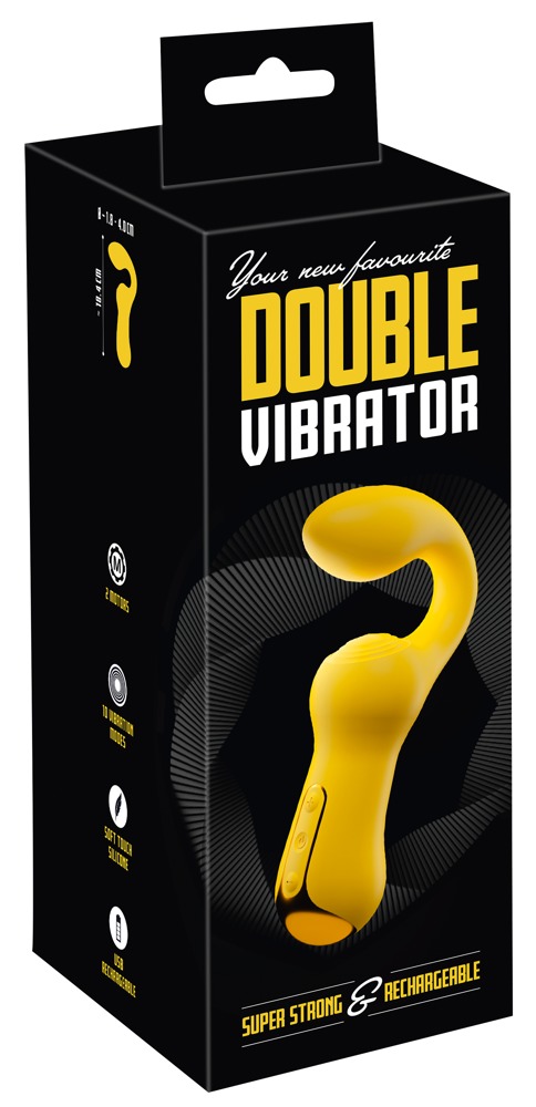 Vibrator Dublu Your New Favourite, 10 Moduri Vibratii, Silicon, USB, Galben, 18.4 cm