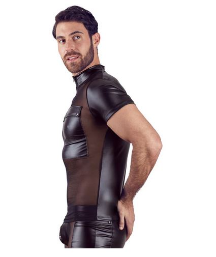 Tricou Barbatesc din Plasa si Wetlook, Negru, S