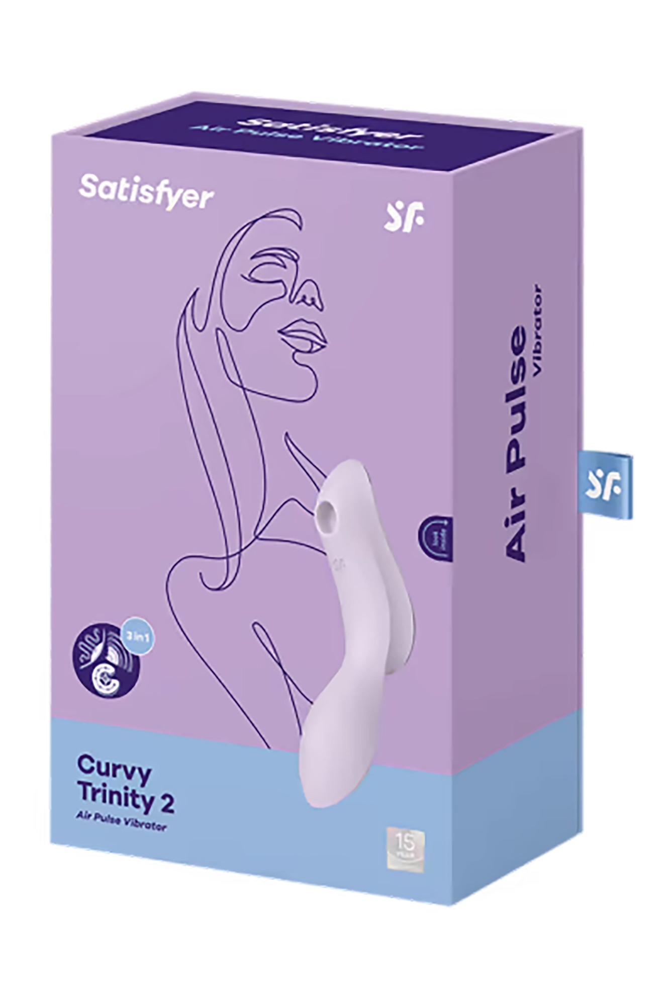 Stimulator 3 in 1 Curvy Trinity 2 Air Pulse&Vibration Silicon USB Lila