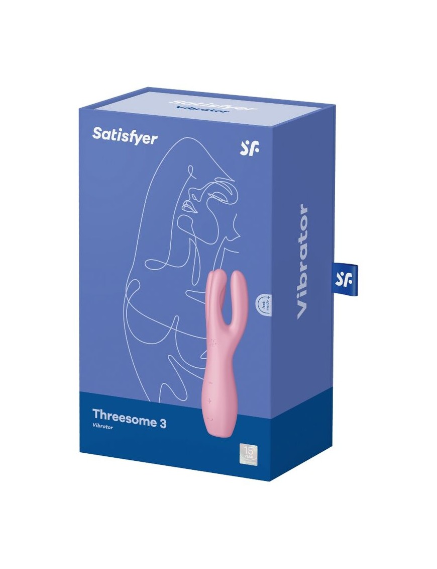 Vibrator Threesome 3 Satisfyer Silicon USB Roz 14 cm