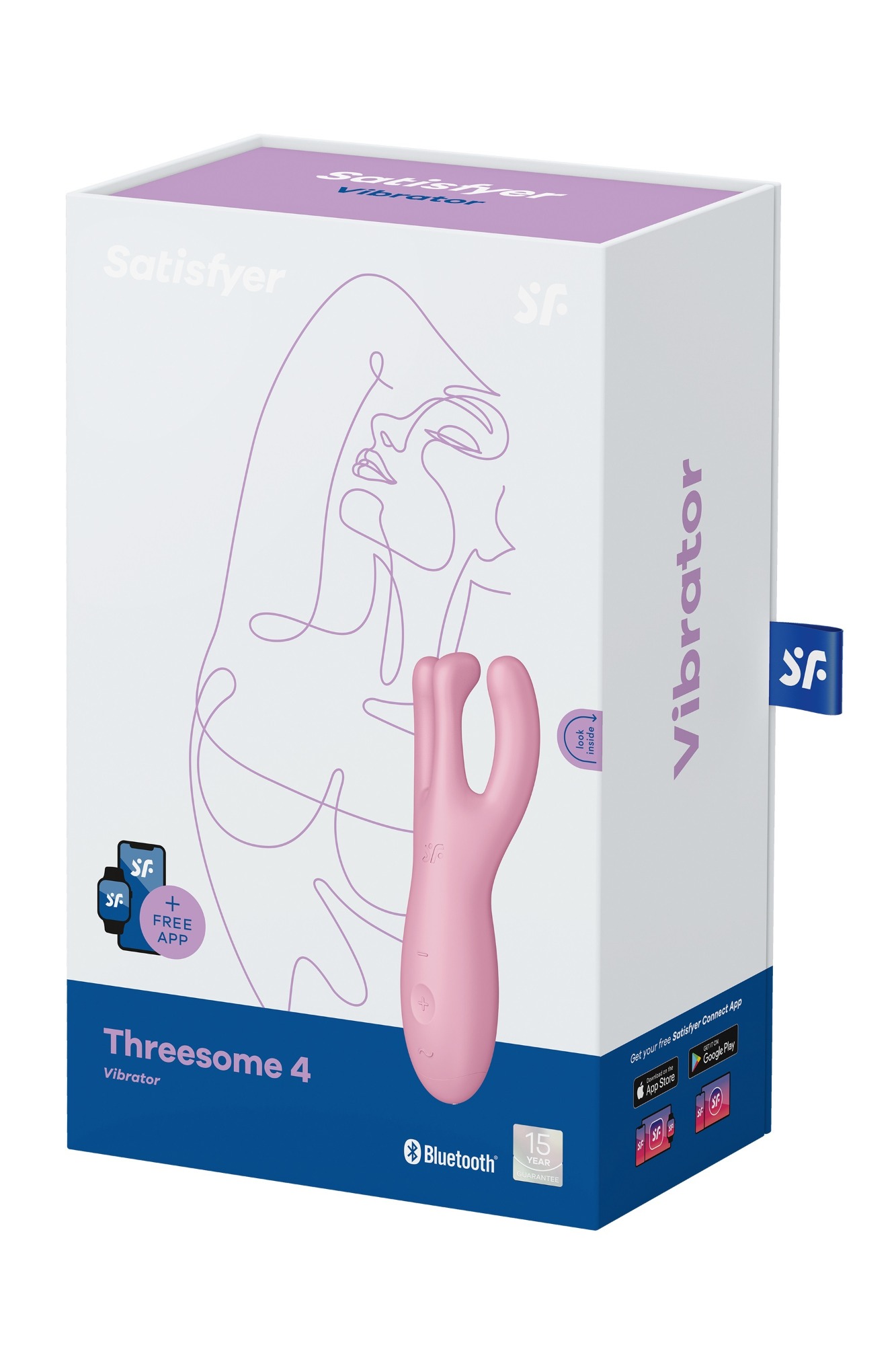 Vibrator Threesome 4 Bluetooth Control, Free App, Silicon, USB, Roz