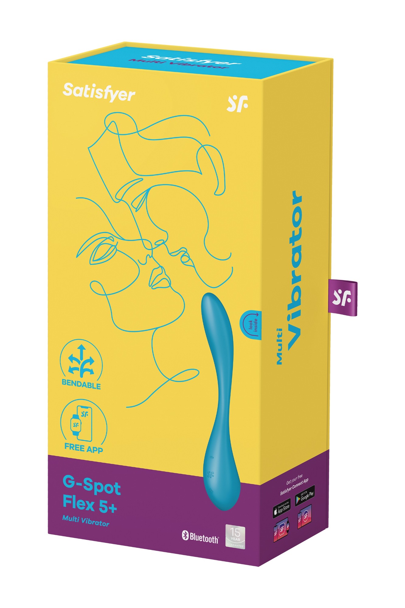 Multi Vibrator G-Spot Flex 5, Free App, Silicon, USB, Albastru, 20 cm