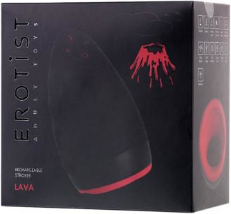 Masturbator Erotist Lava Vibrating&Heating, Silicon, Negru/Rosu, 13 cm