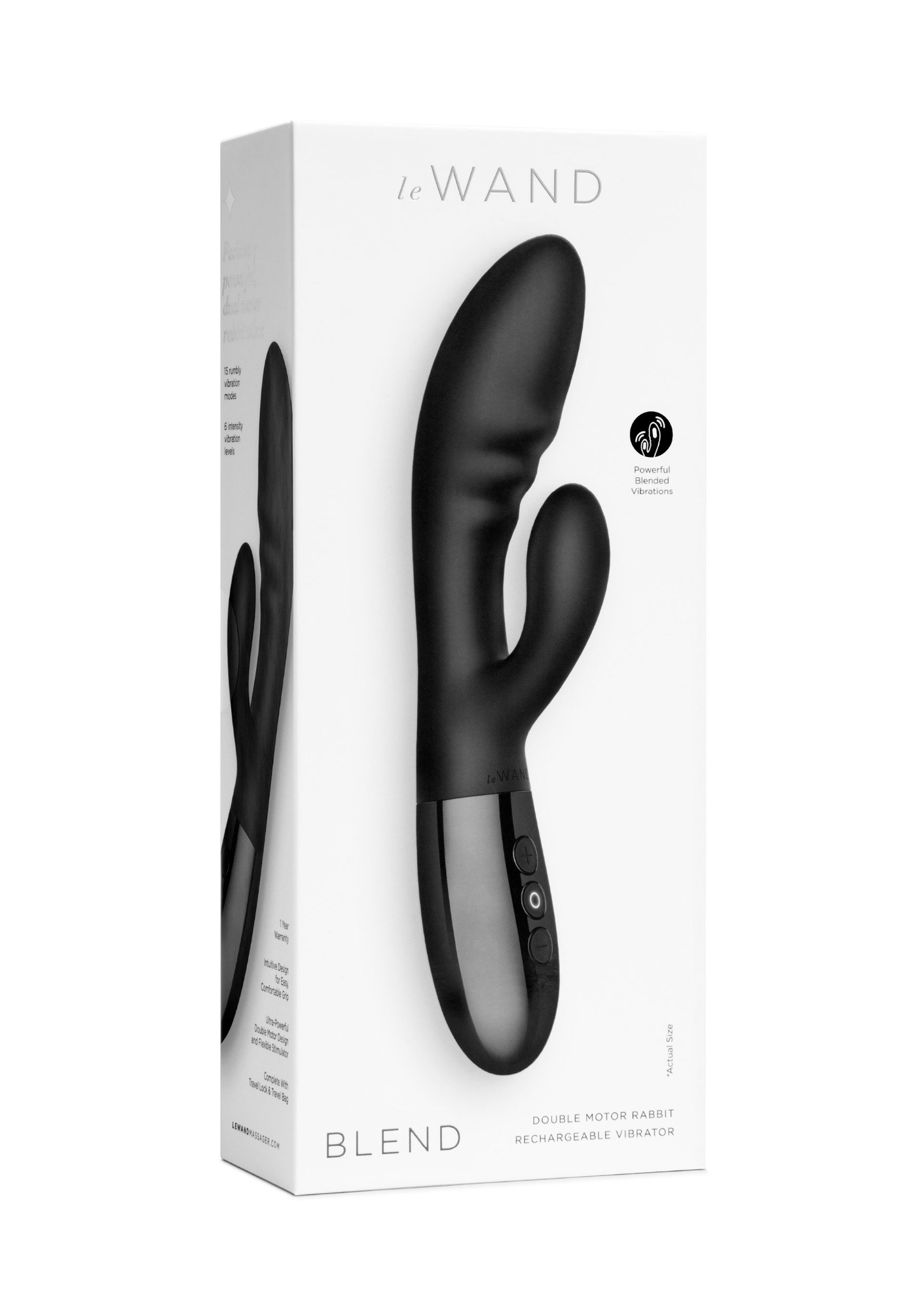 Vibrator Rabbit Le Wand Blend, 15 Moduri Vibratii, 6 Intensitati Viteza, Silicon, USB, Negru, 20 cm