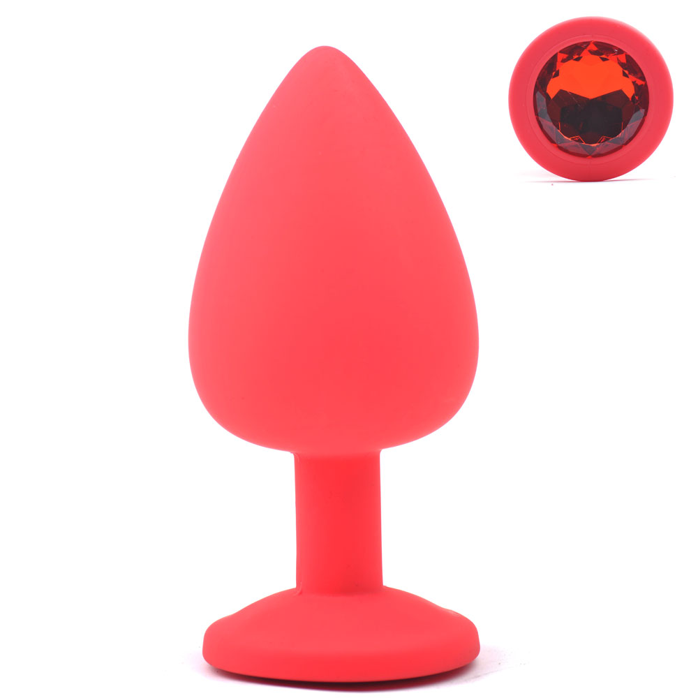 Dop Anal Silicon Diamond Buttplug Mare Red 9 cm Mokko Toys