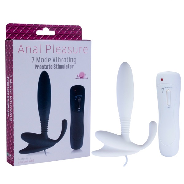 Stimulator Prostata Anal Pleasure 7 Moduri Vibratii Silicon Alb 12.5 cm