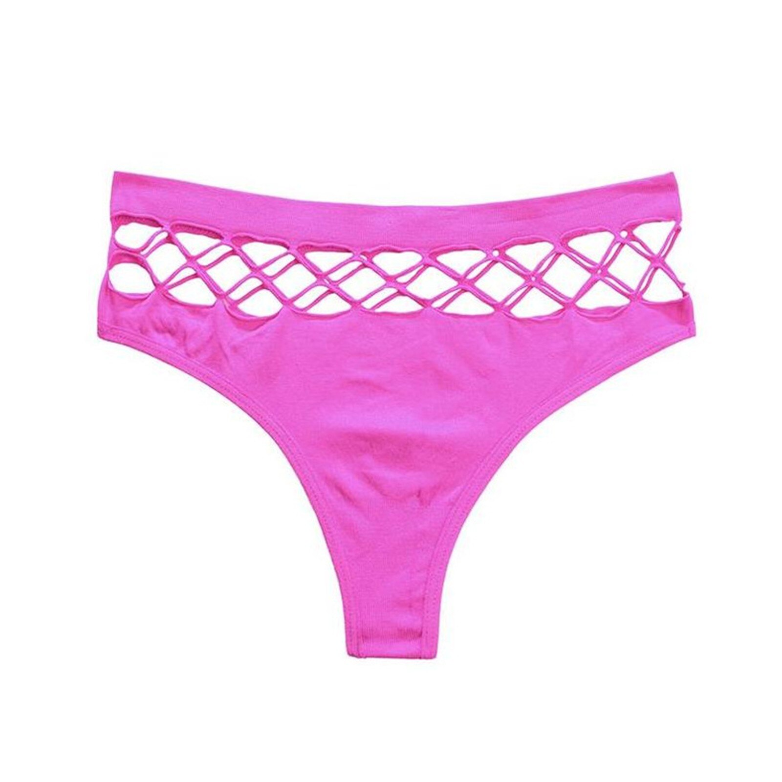 Bikini Tanga Elastici cu Talie Inalta, Roz Neon, S