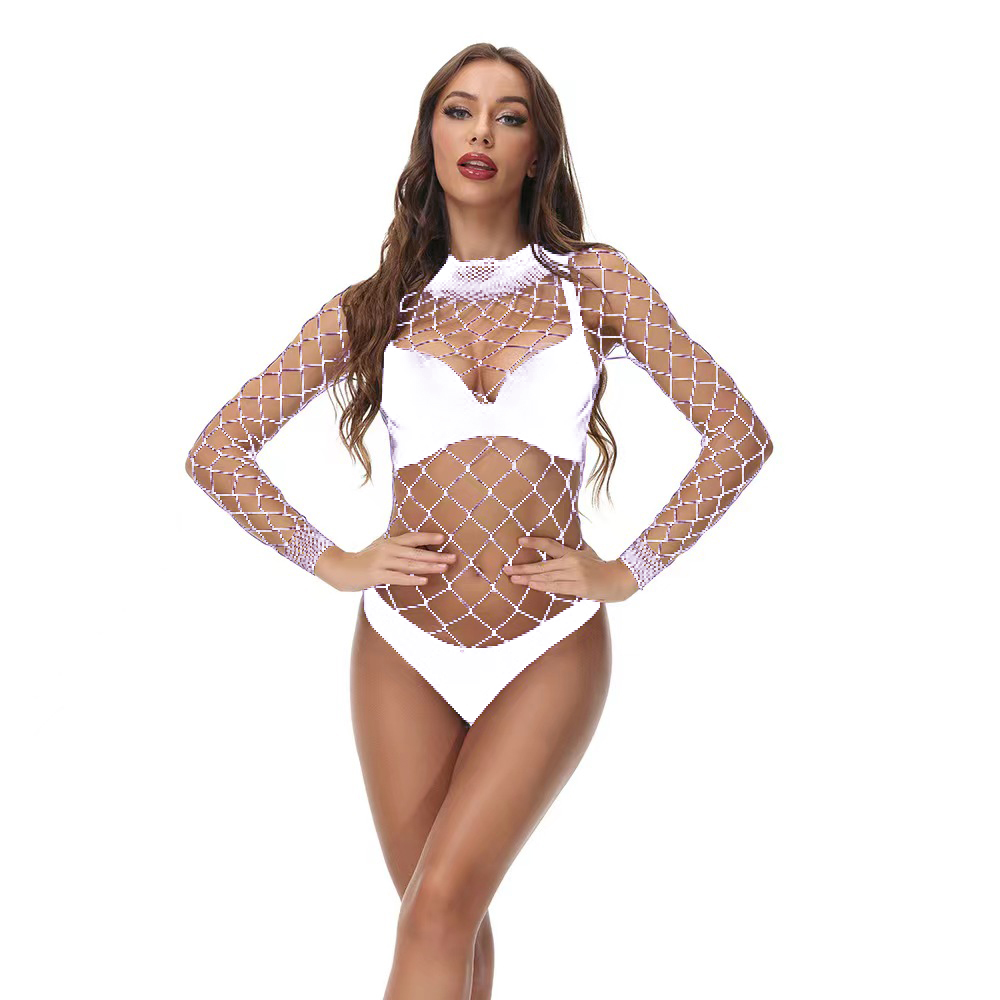 Body Tanga Marlyn Plasa Fishnet, Alb, S-L