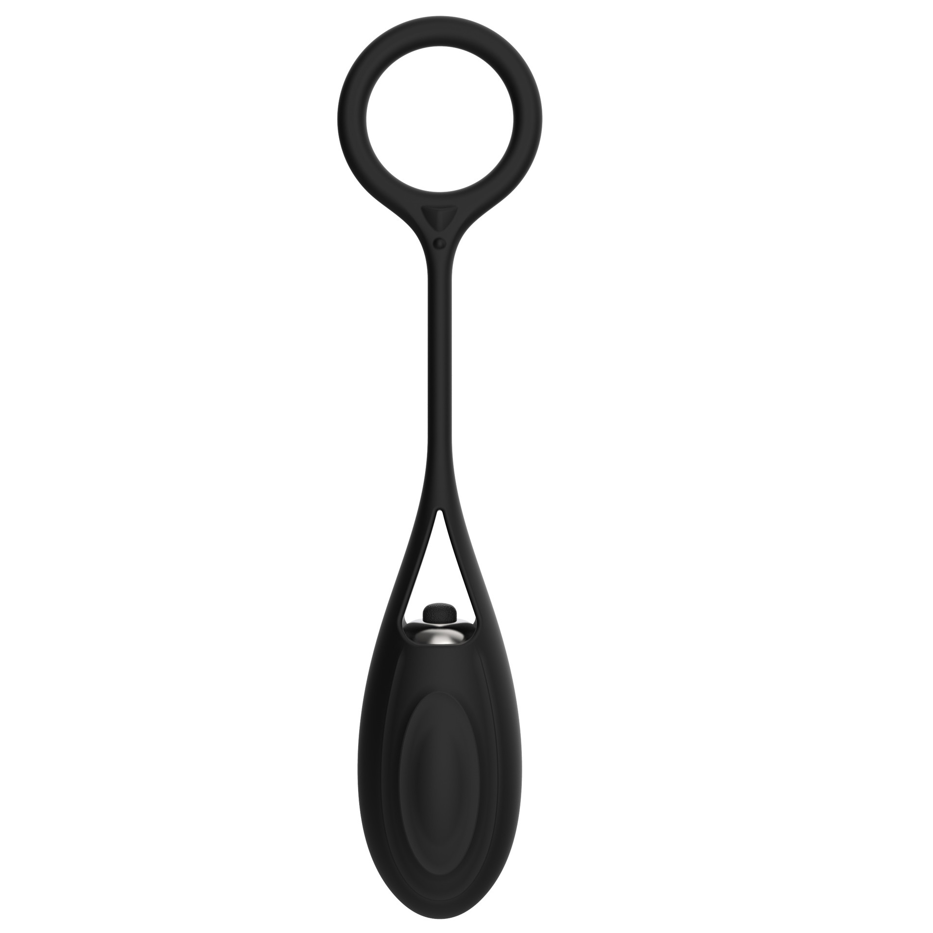 Ou Vibrator Sally cu Inel, Silicon, 18.5 cm, Negru, Mokko Toys