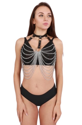 Harness Chain Chest, Piele Ecologica, Ne in SexShop KUR Romania