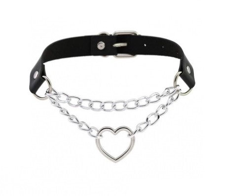 Zgarda Metal Heart, Piele Ecologica, Neg in SexShop KUR Romania