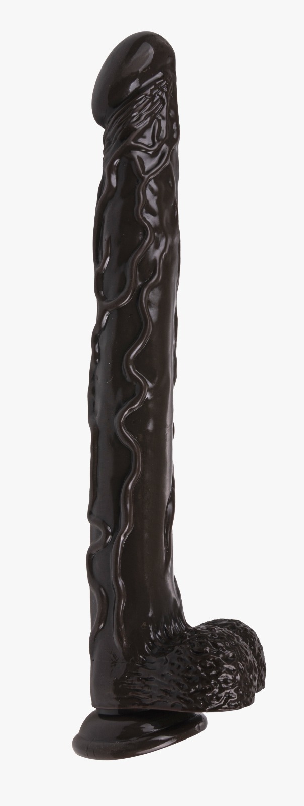 Dildo Long D cu Ventuza, PVC, Maro, 41.5 cm