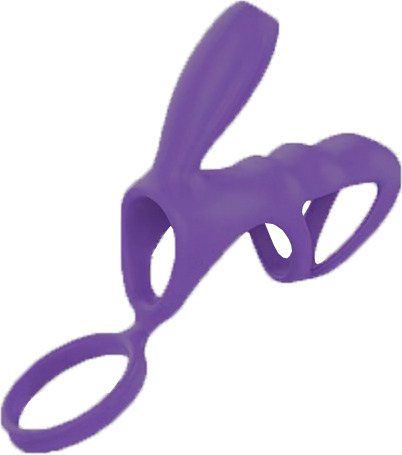 Inel Dublu de Penis cu Glont Vibrator, Silicon, Mov, Guilty Toys