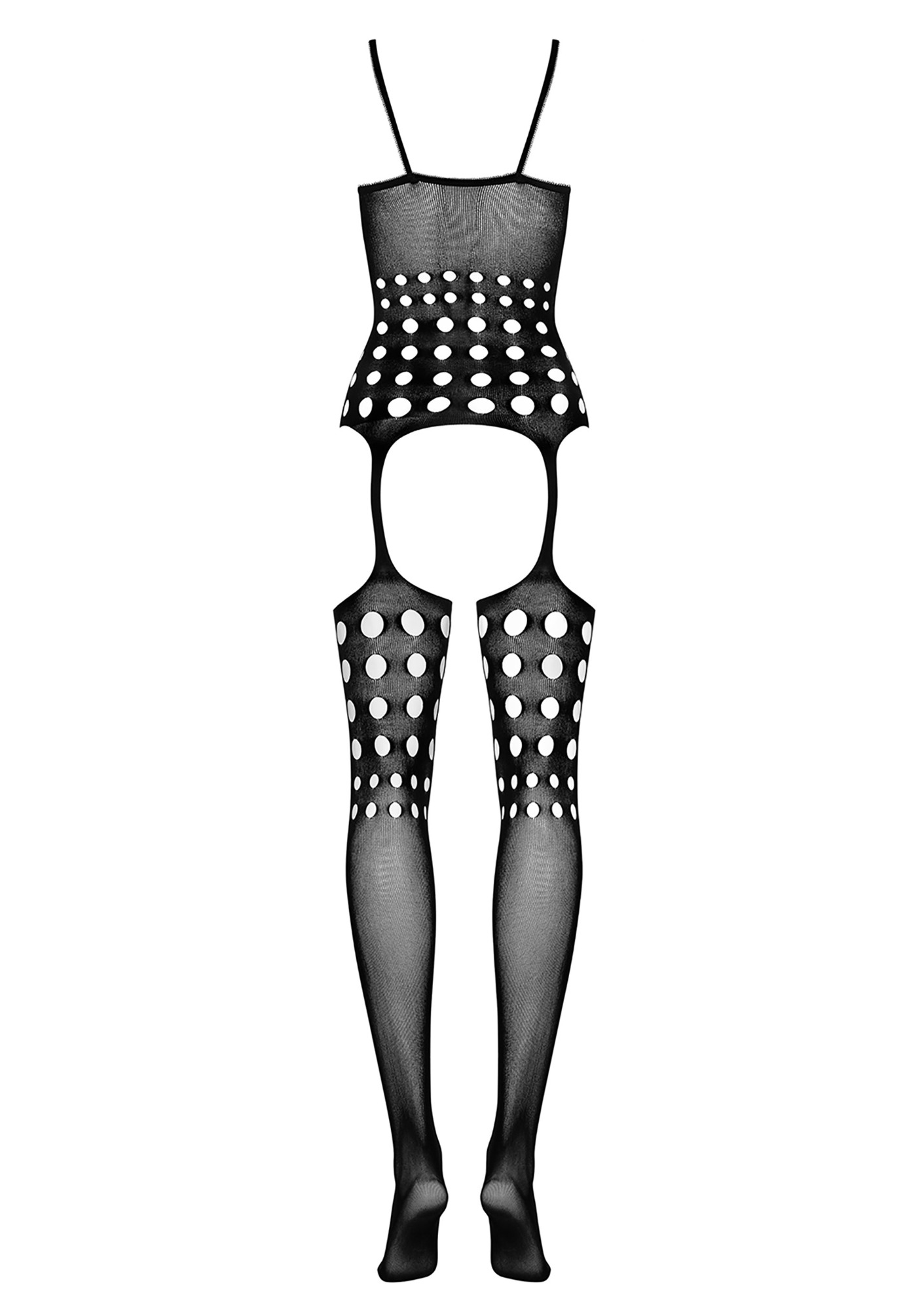 Bodystocking Elastic cu Decupaje Rotunde Negru S/M/L