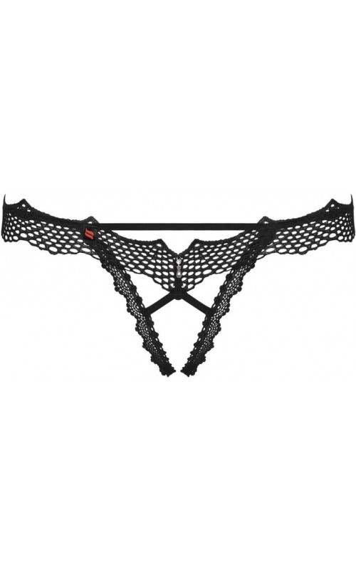 Bikini Crotchless Bravelle Negru L/XL in SexShop KUR Romania