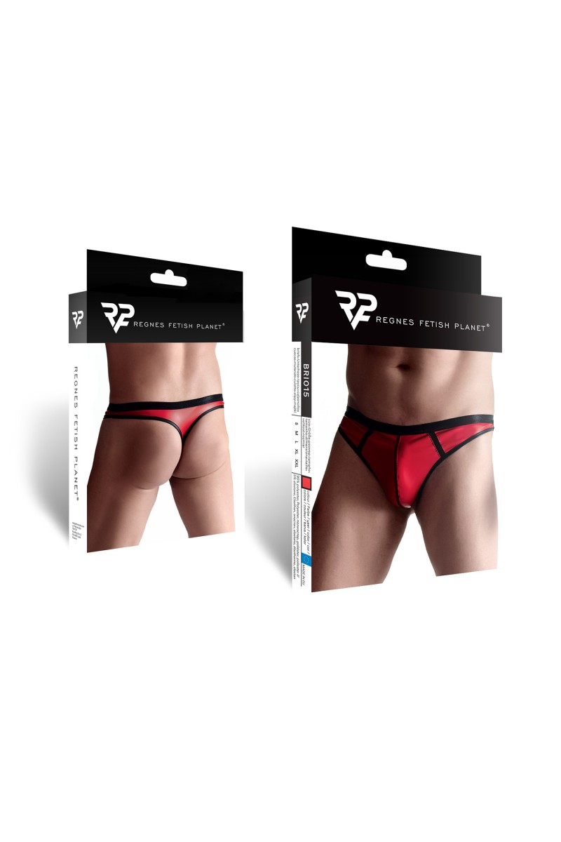 Bikini Tanga Piele Ecologica, Rosu, M in SexShop KUR Romania