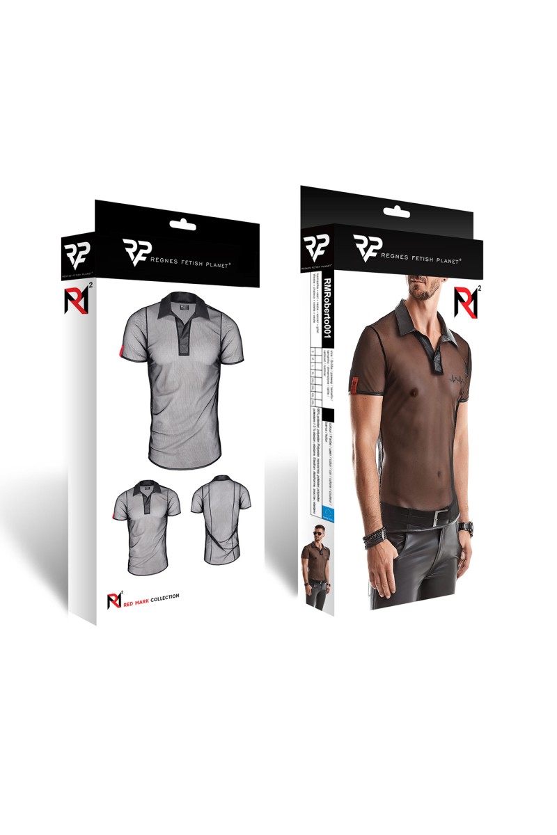 Tricou Polo Roberto din Plasa, Negru, M