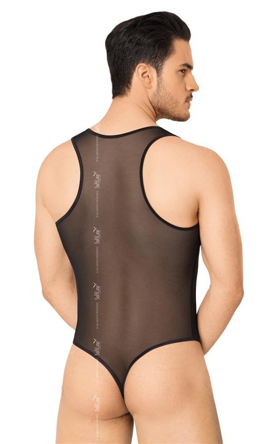 Body Barbati din Plasa Transparenta Negru XL