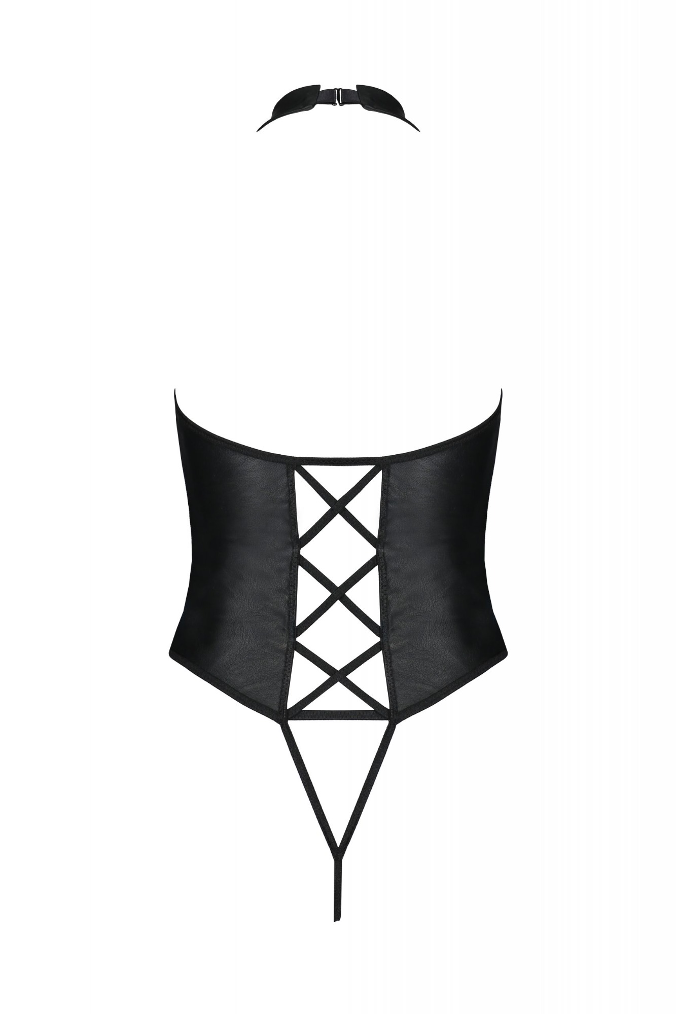 Body Crotchless din Piele Ecologica Nancy, Negru, S/M