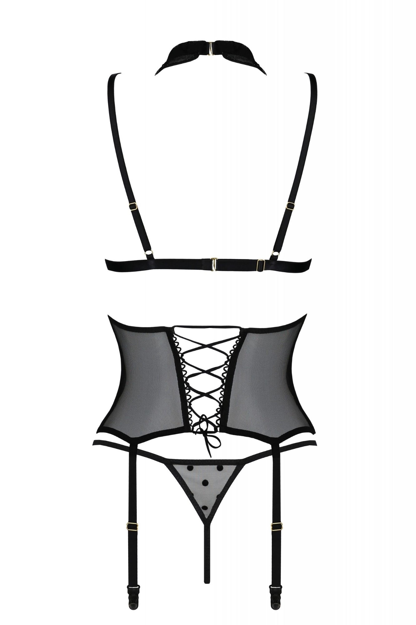 Corset si Bikini Dominica, Negru, L/XL