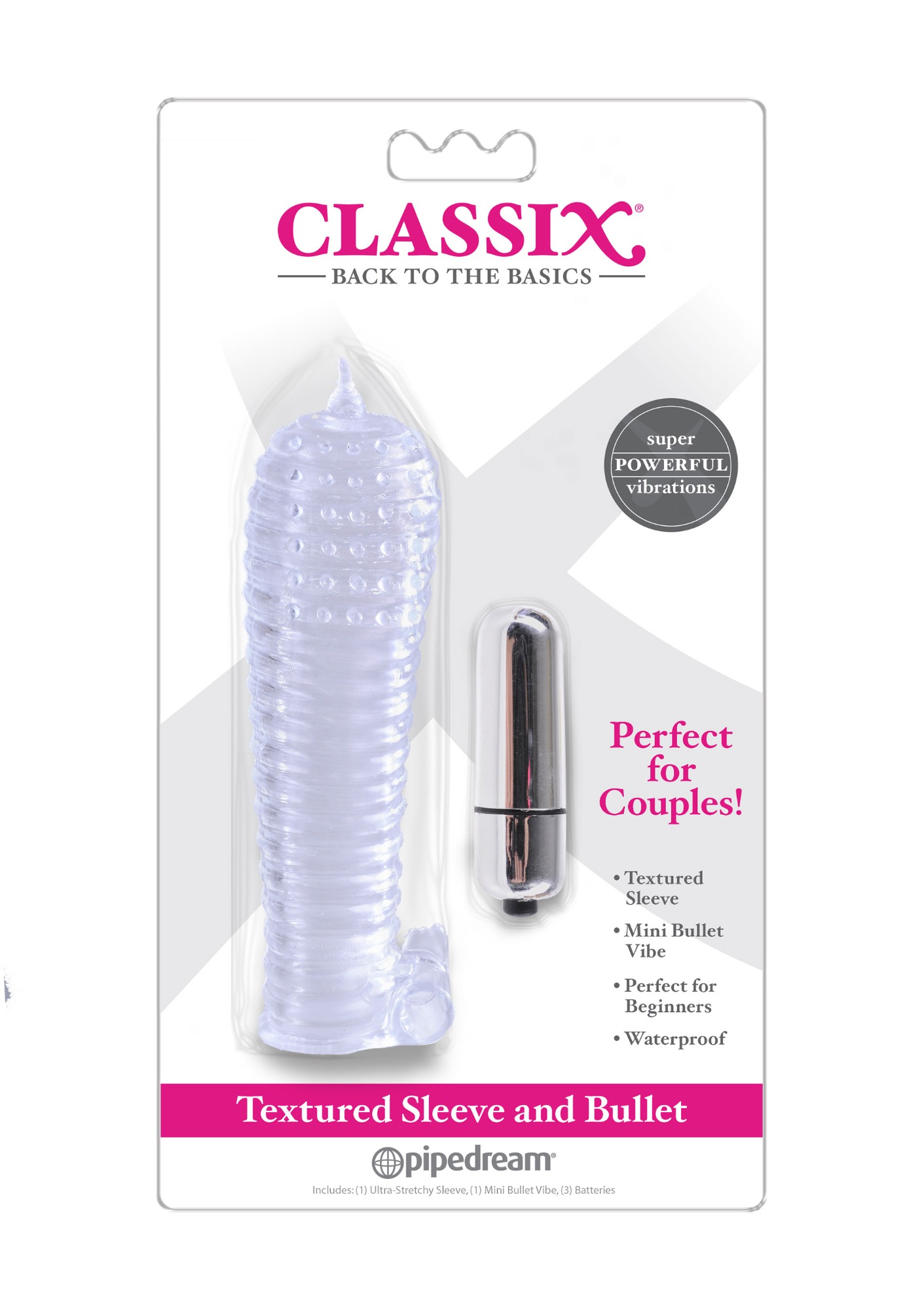 Manson de Penis Transparent cu Striatii si Glont Vibrator