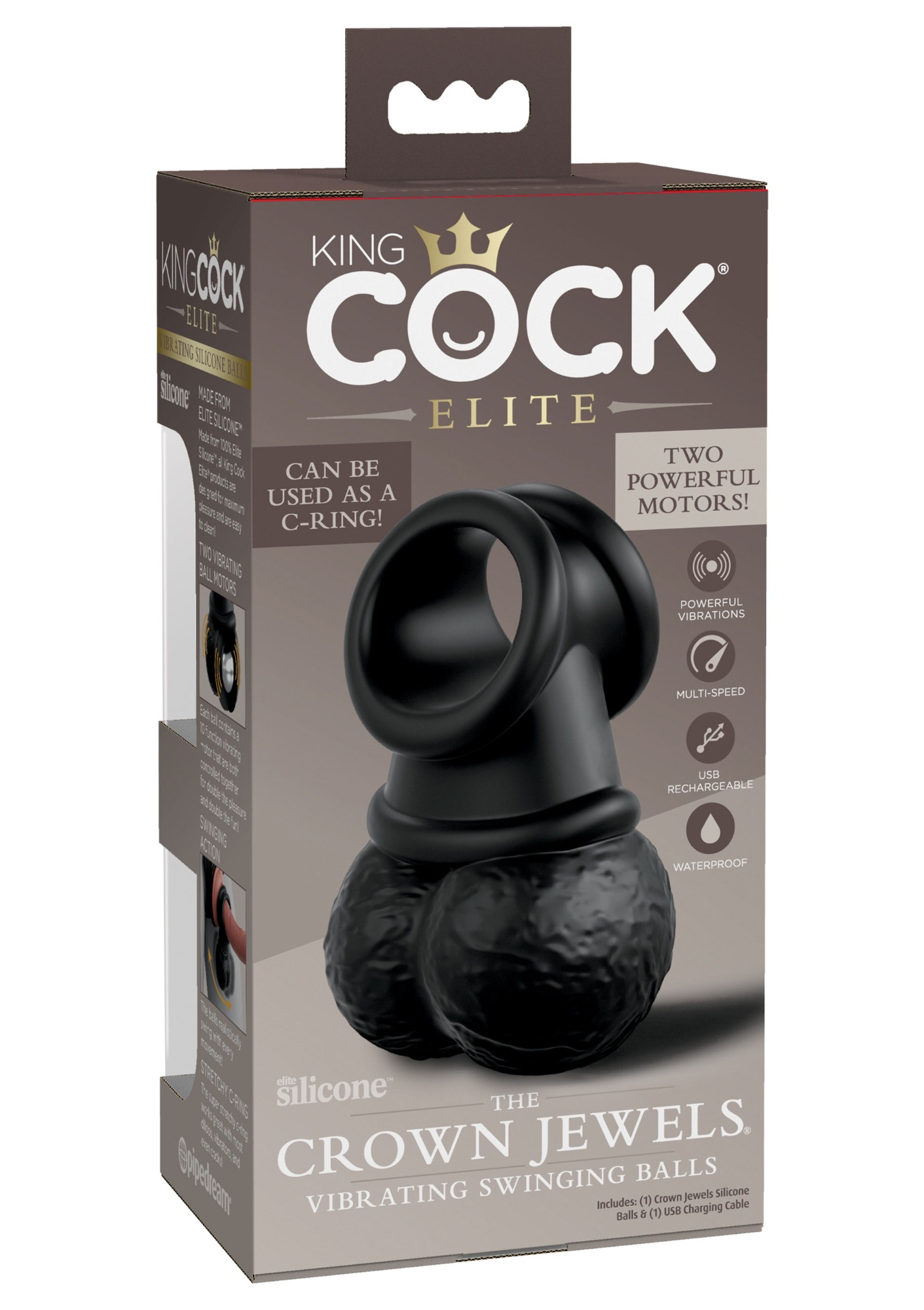 Inel cu Testicule cu Vibratii The Crown Jewels Weighted Swinging Balls King Cock