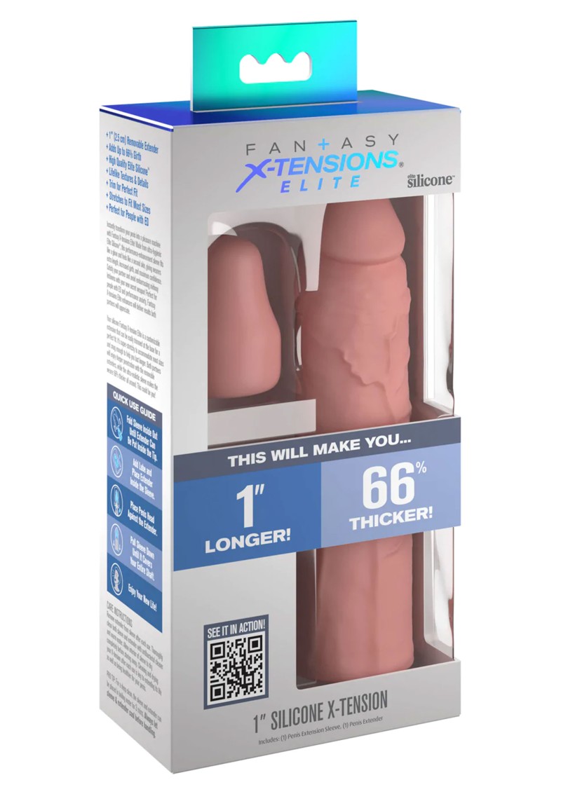 Prelungitor Penis Fantasy X-Tensions Elite, Silicon, Natural, 17.8 cm