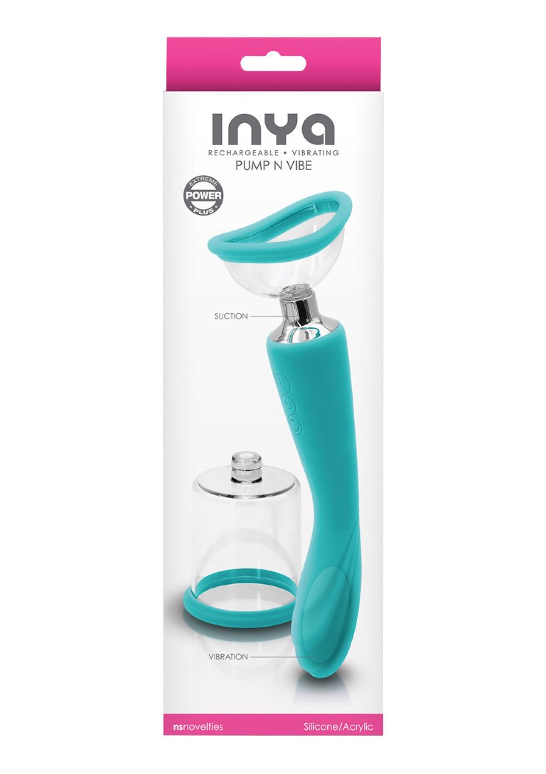 Pompa si Vibrator Inya 2 Capete de Schimb 7 Moduri Vibratii Silicon USB Verde