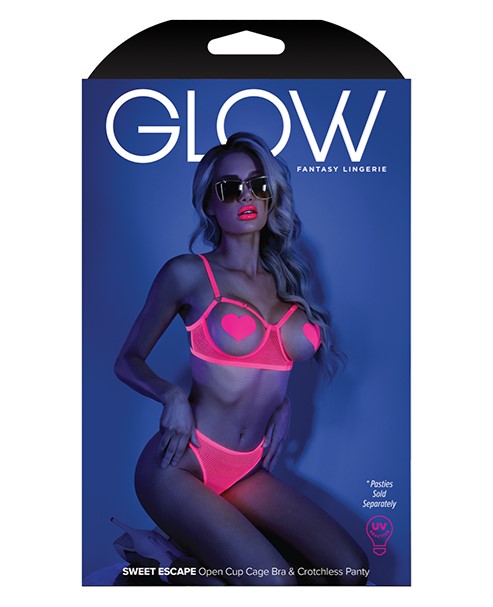 Set 2 Piese Lenjerie Sweet Escape Glow, Roz Neon, M/L