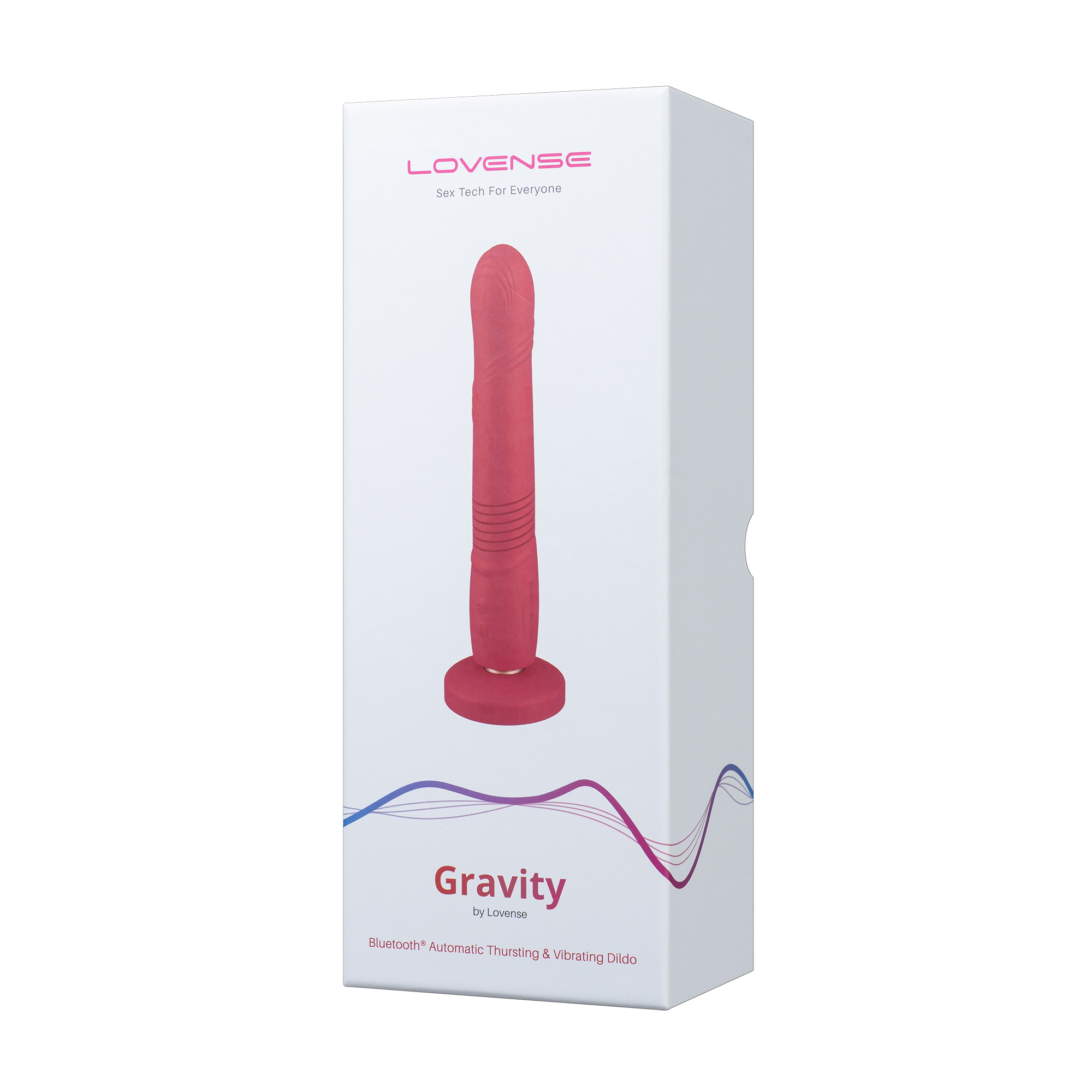 Vibrator Gravity Thursting Lovense, Bluetooth Control, Free App, Silicon, Rosu, 25.9 cm