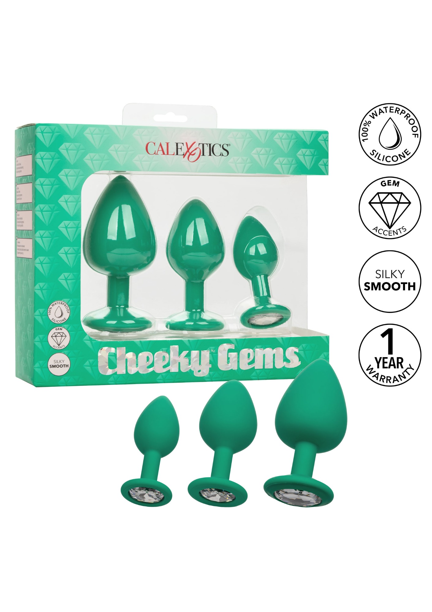 Set 3 Dopuri Anale Cheeky Gems Silicon Verde