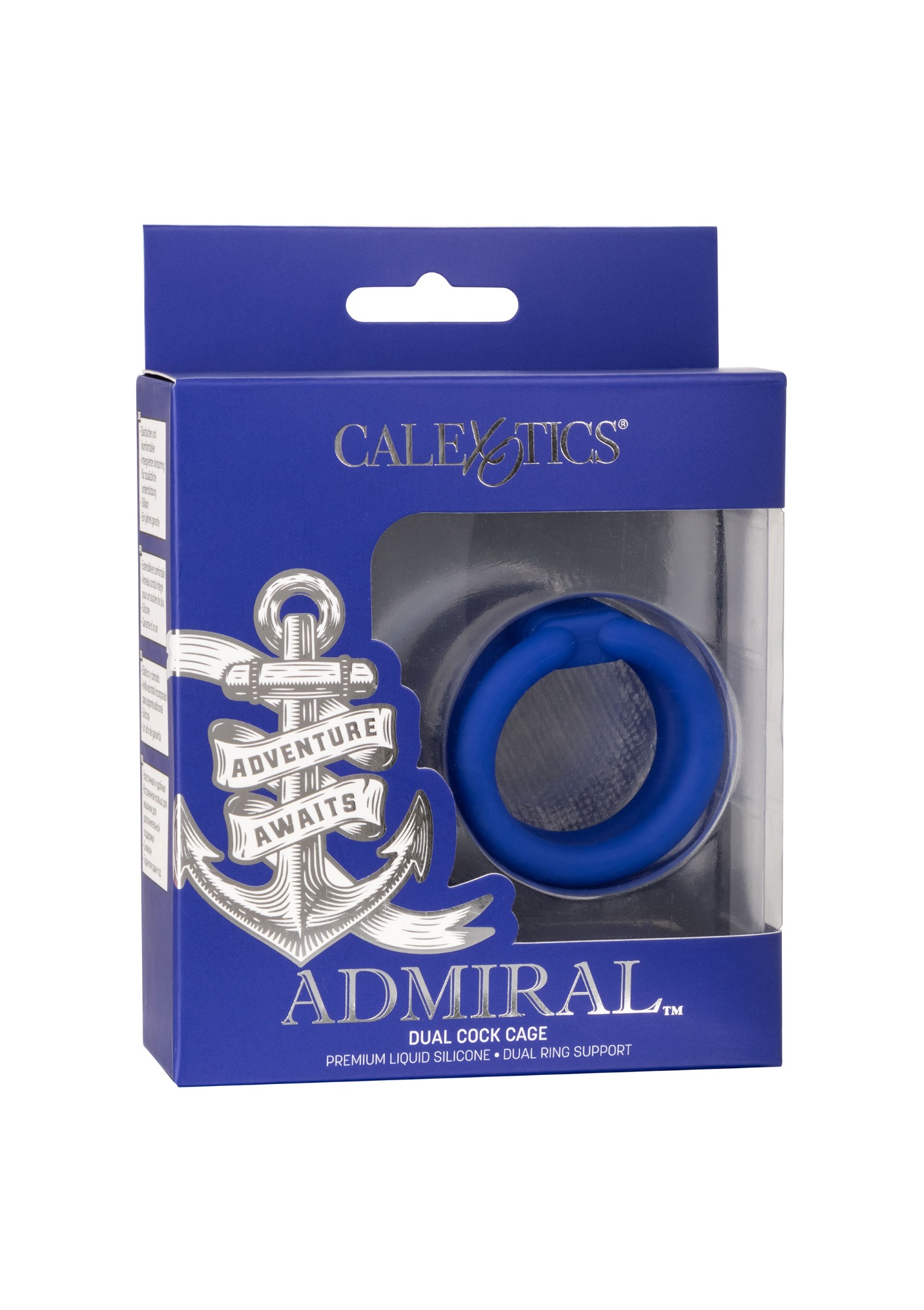 Inel de Penis Admiral Dual Cock Cage Silicon Lichid Albastru