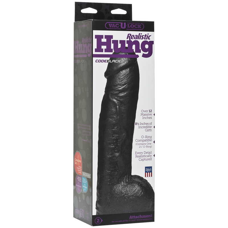 Dildo Realistic Hung Code Black Vac-U-Lock 32 cm