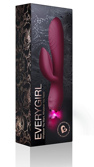 Vibrator Rabbit EveryGirl 10 Moduri Vibratii USB Silicon Burgundy 19 cm