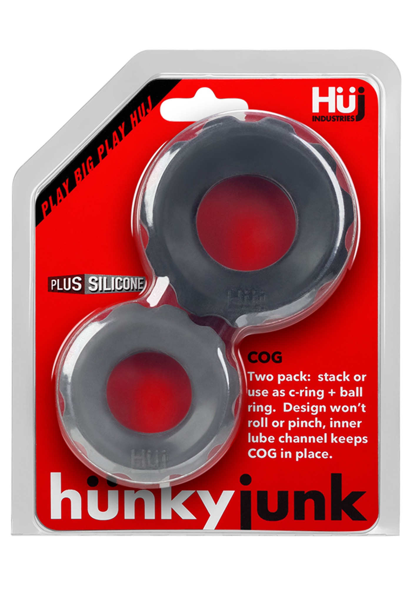 Set Cog 2 Inele Penis Hunkyjunk Negru/Gri