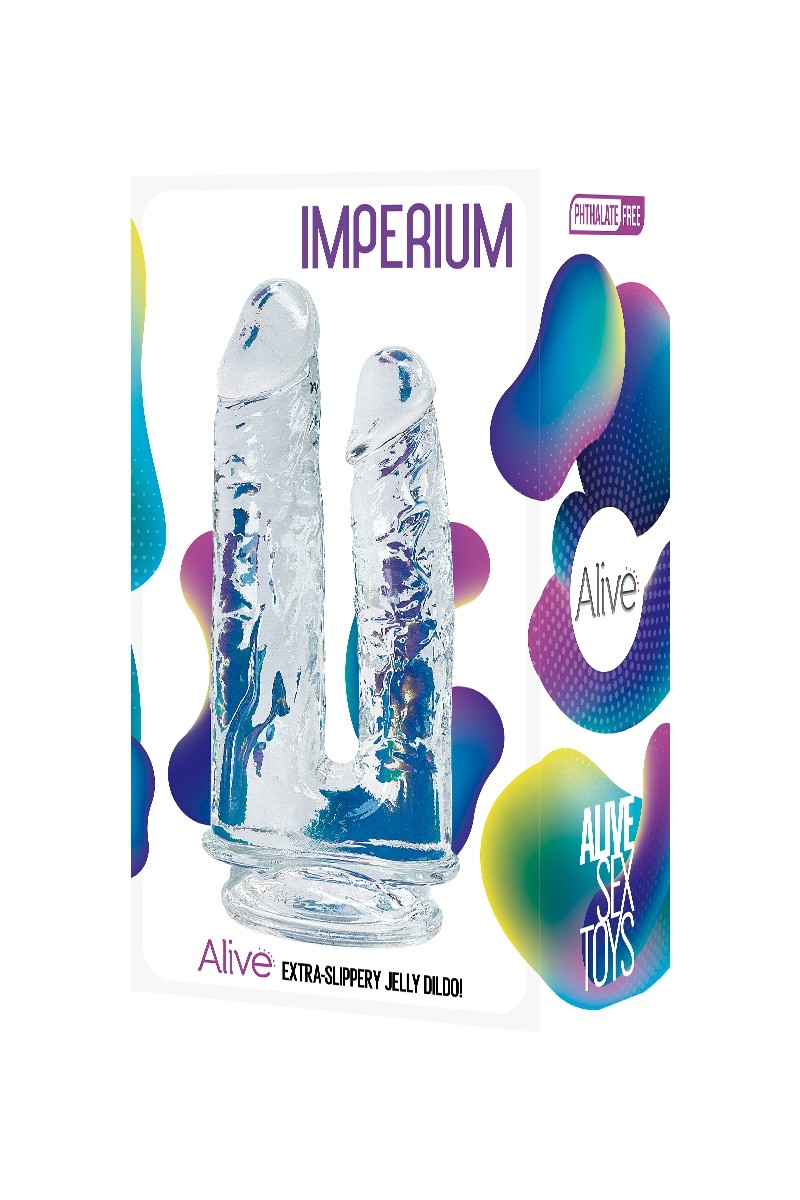 Dildo Dublu Imperium Jelly cu Ventuza Transparent