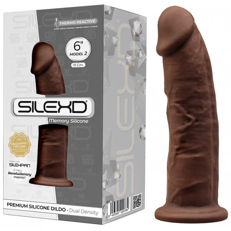 Dildo Thermo Reactive Silicon cu Memorie Dubla Densitate Maro 15 cm