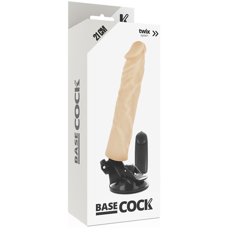 Vibrator Realist Base Cock cu Suport Handsfree si Prelungitor Penis Vibratii Multispeed Natural 21 cm