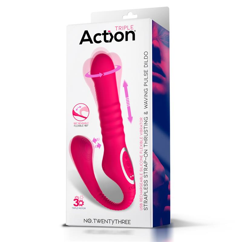 Vibrator No. 23 Strapless Strap-on Thrusting&Waving Pulse, Silicon, USB, Roz