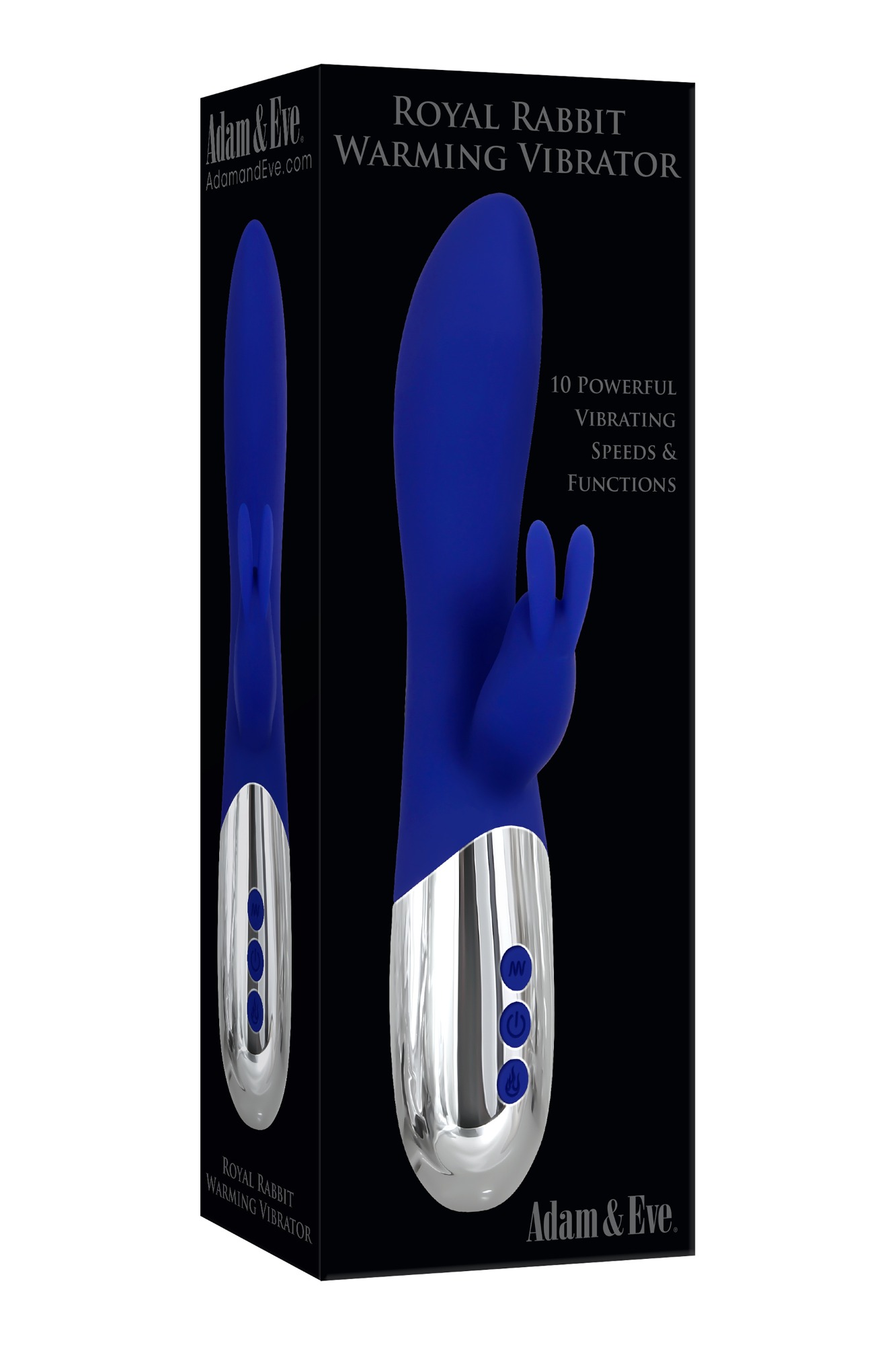 Vibrator Royal Rabbit Warming, 10 Moduri Vibratii, Silicon, USB, Albastru, 19.6 cm