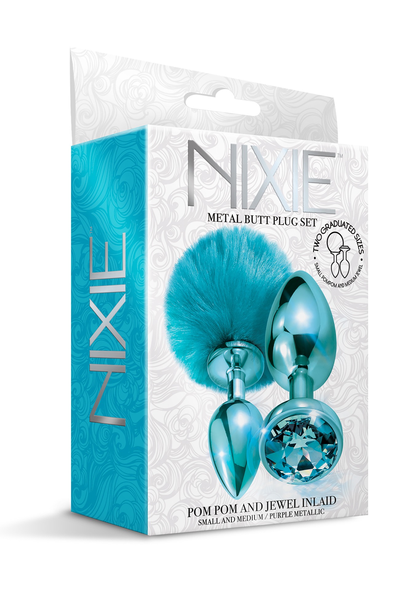 Set Nixie 2 Dopuri Anale Metalice Albastru Pom Pom&Jewel