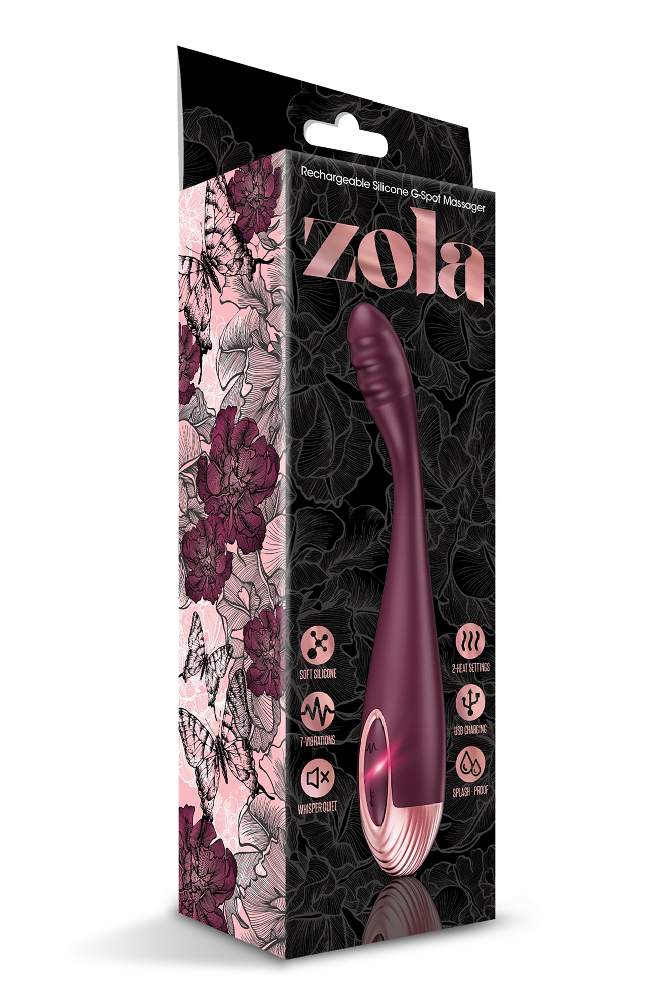 Vibrator Punctul G Zola 7 Moduri Vibratii, Functie Incalzire, Silicon, USB, Burgundy, 16.6 cm