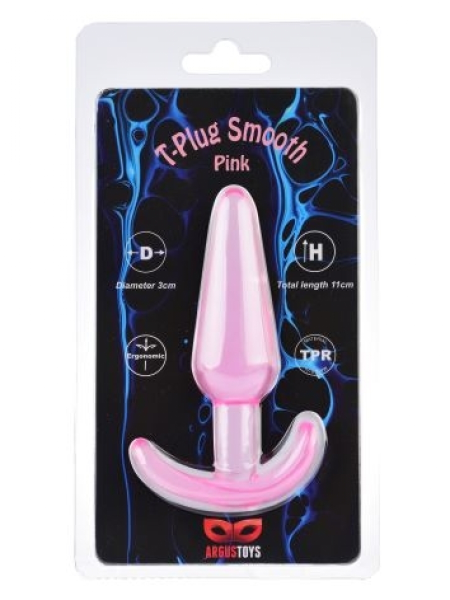 Dop Anal T-Plug Smooth, Roz, 11 cm in SexShop KUR Romania