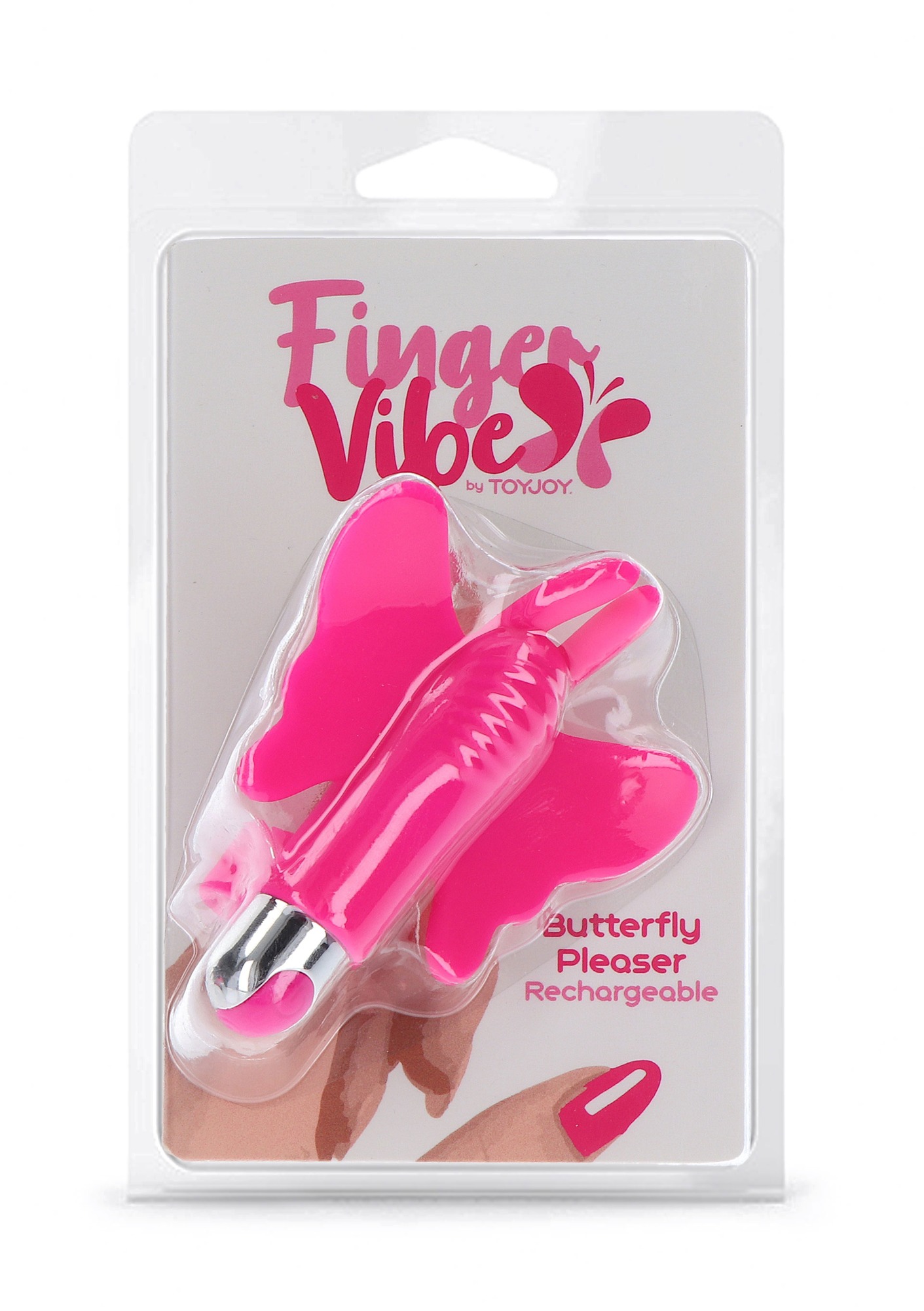 Vibrator pentru Deget Butterfly Pleaser 10 Moduri Vibratii Silicon USB Roz