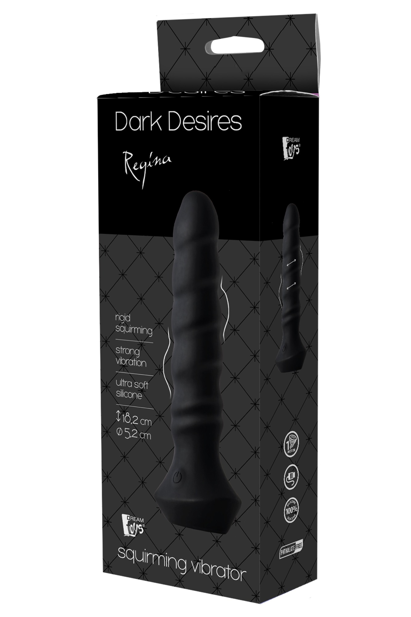 Vibrator Regina Squirming&Vibrating Silicon USB Negru 18.2 cm