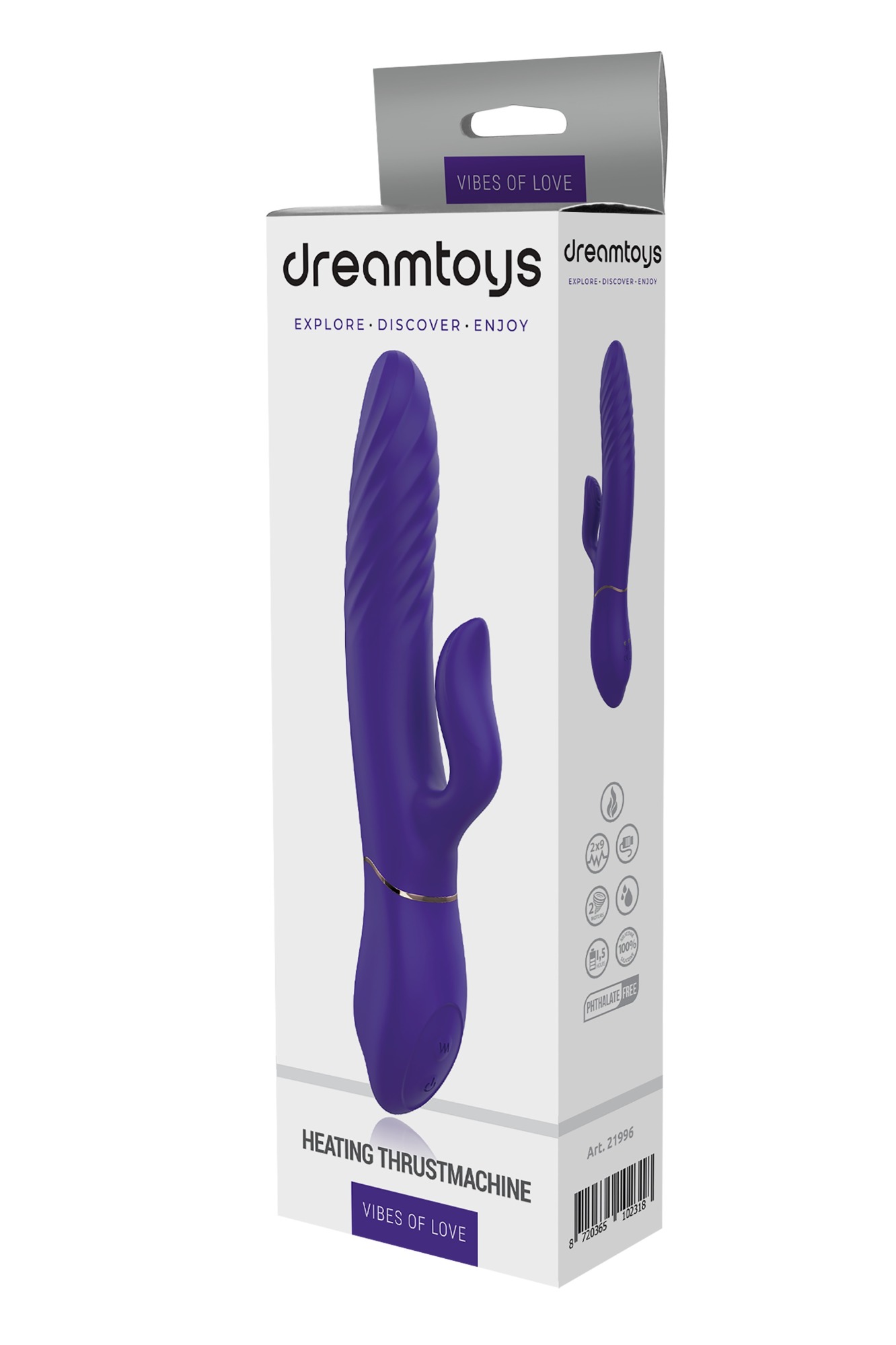 Vibrator-Pulsator Heating Thrustmachine 9 Moduri Silicon USB Mov 21.4 cm