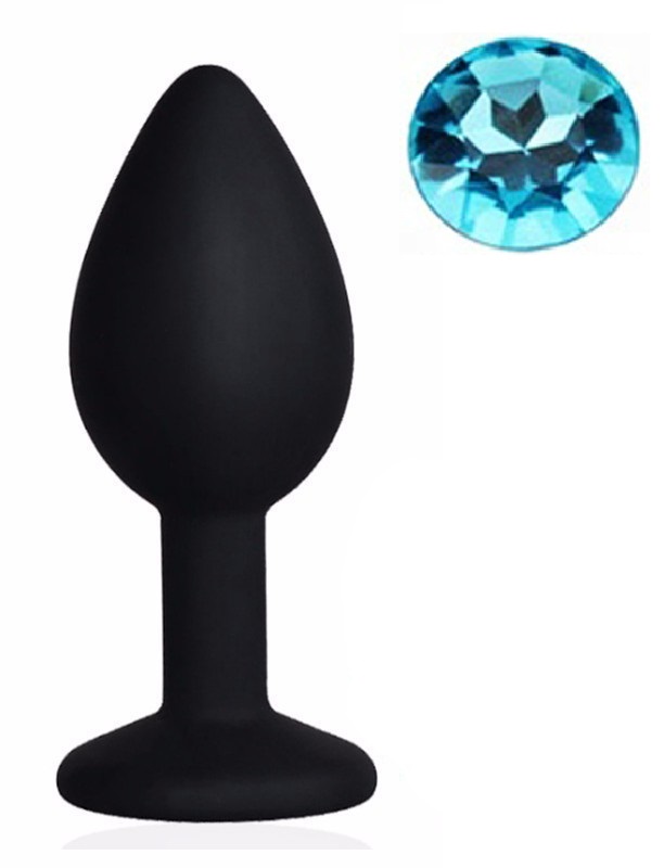 Dop Anal Silicone Buttplug Small Negru/Albastru Deschis Guilty Toys